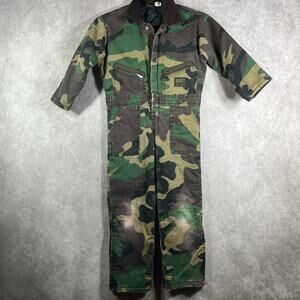 Vintage Liberty Coveralls Overalls Boys 6 Green Camouflage Hunting Outdoor USA‎